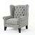 Antique-Styled Gray Tufted Armchair