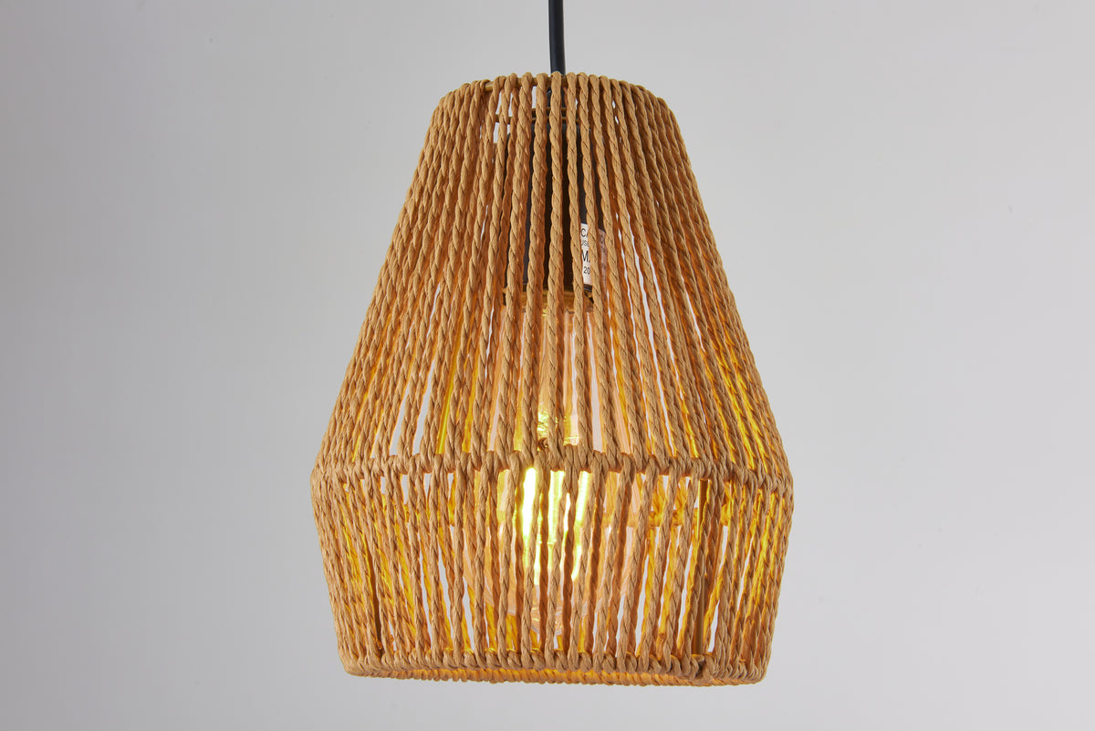 Set of 3 Handcrafted Rustic Hemp Rope Pendant Lights