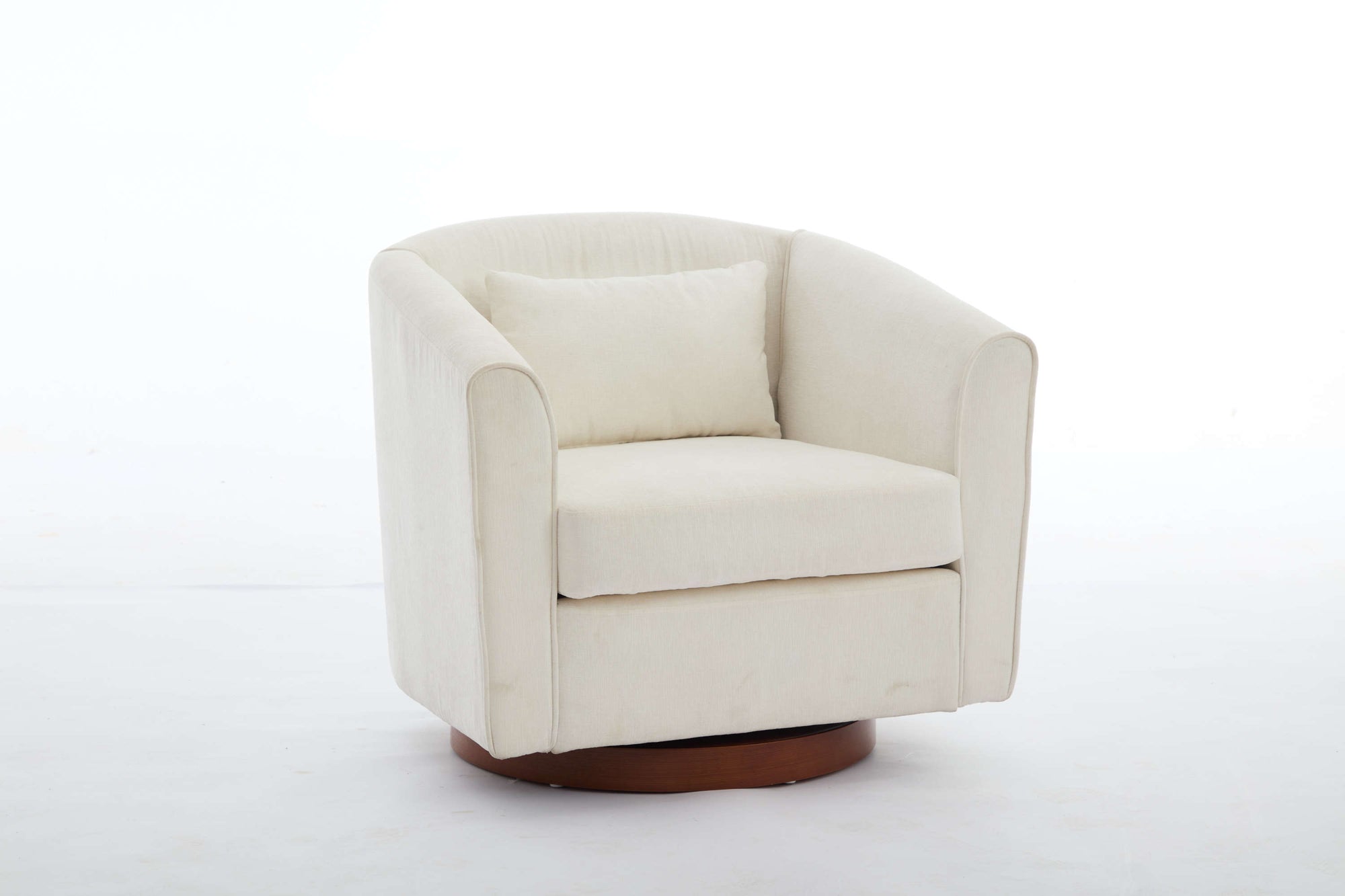 Swivel Accent Chair - Comfy Living Room Chair with Wood Base, Wide Upholstered Seat, Stylish Design