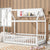 White Twin House Toddler Floor Bed with Guardrails and Slats