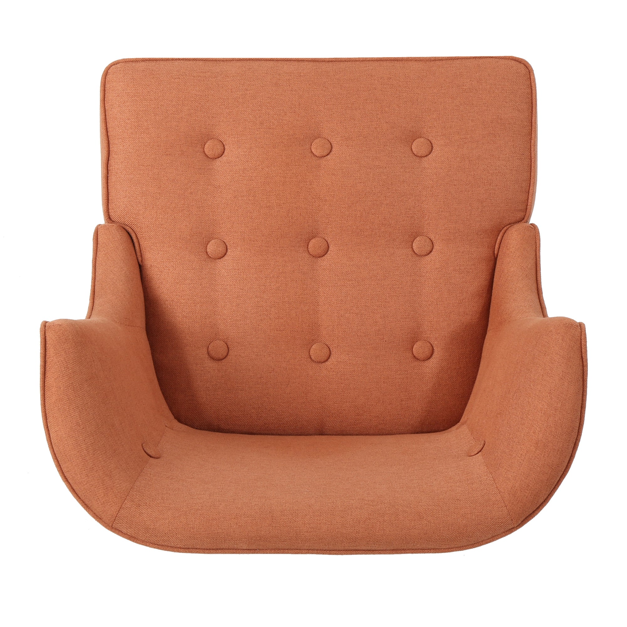 Button-Tufted Waffle Stitch Accent Chair In Orange Fabric