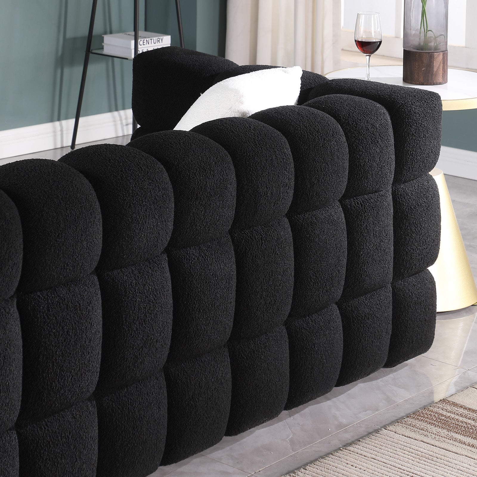 Timimoun Boucle Marshmallow Sofa in Black