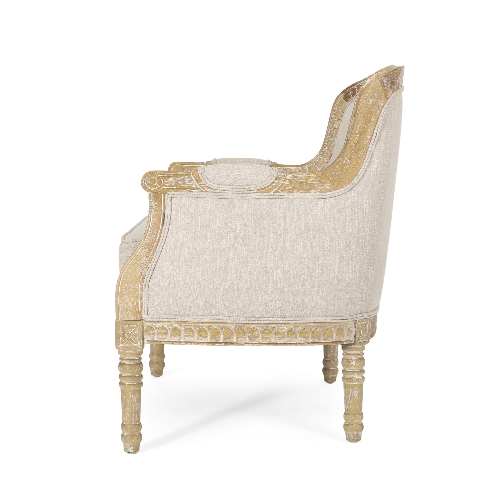 Beige Brown French Country Club Chair