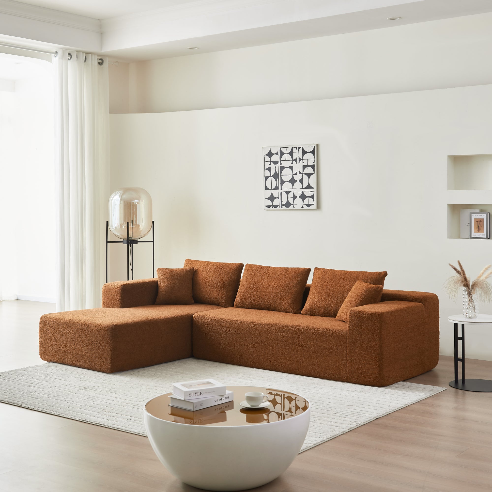 Lusaka 4-Seat Modern Sectional Sofa in Orange