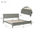 Gray King Bed Frame with Slat Headboard On Solid Wood Platform