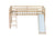 White Oak Twin Low Loft Bed with Slide and Ladder