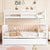 White Twin Over Full Rubber Wood Bunk Bed with Trundle, Detachable Ladder, and Guardrails