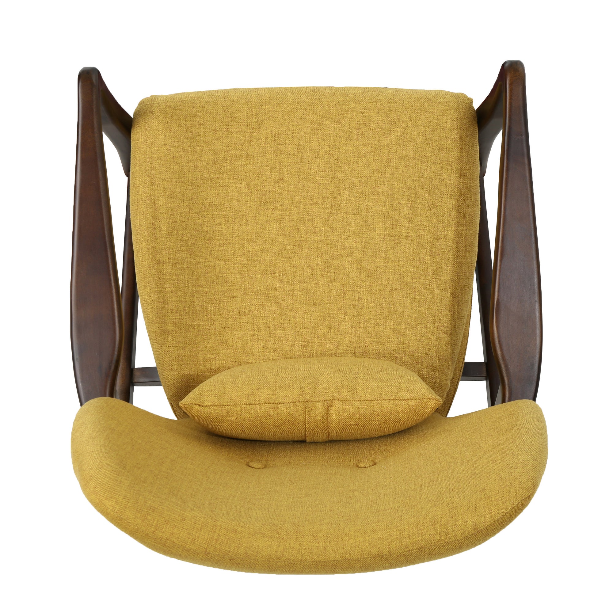 Stylish Club Chair Upholstered In Soft Mustard Fabric