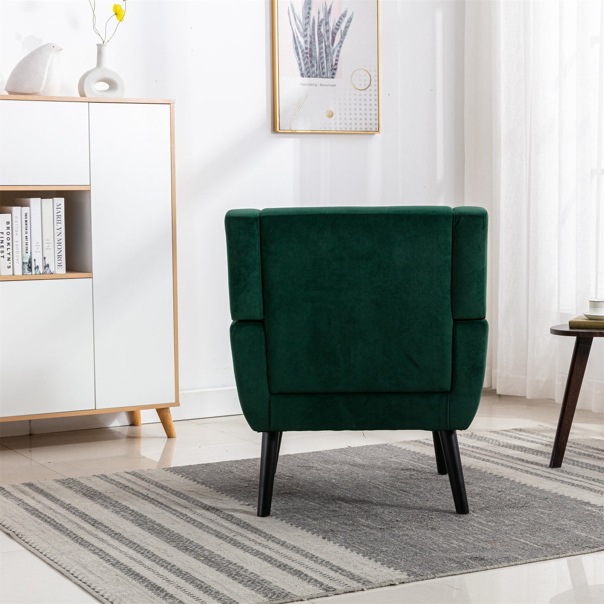 Modern Soft Retro Green Velvet Accent Chair