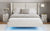 Queen Velvet Floating Platform Bed Frame with LED Lights in Beige