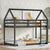 Black Twin Over Twin Rubber Wood Floor Bunk Bed