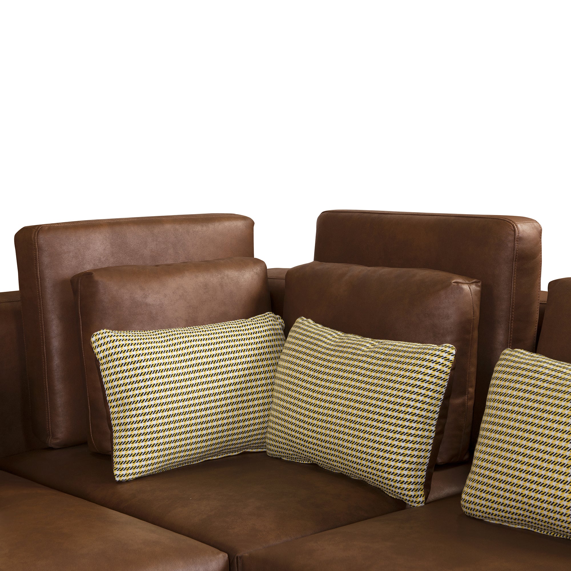 Casablanca Modular Sectional Sofa with Movable Ottoman in Brown Palomino