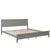 Gray King Bed Frame with Slat Headboard On Solid Wood Platform