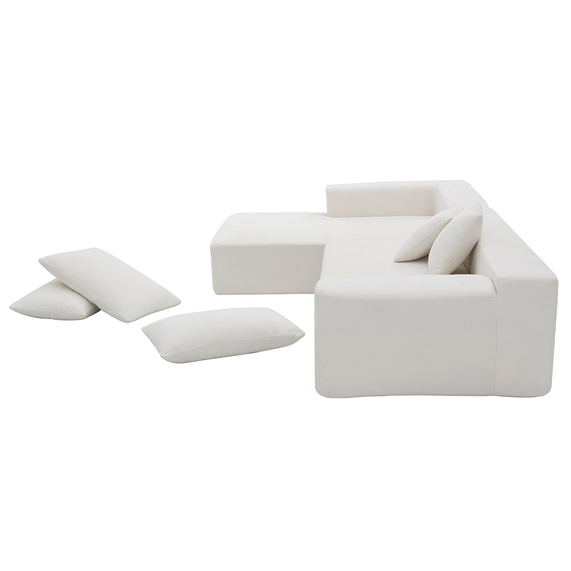 Addis 4-Seat Modular Convertible Sofa in Cream