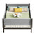 Gray Twin Bed with Headboard, Footboard, Safeguards, and Built-in Book Storage Rack