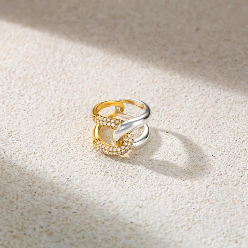 14k Diamond Accented Interlocking Two Tone Ring
