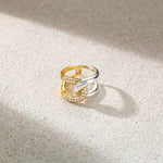 Load image into Gallery viewer, 14k Diamond Accented Interlocking Two Tone Ring
