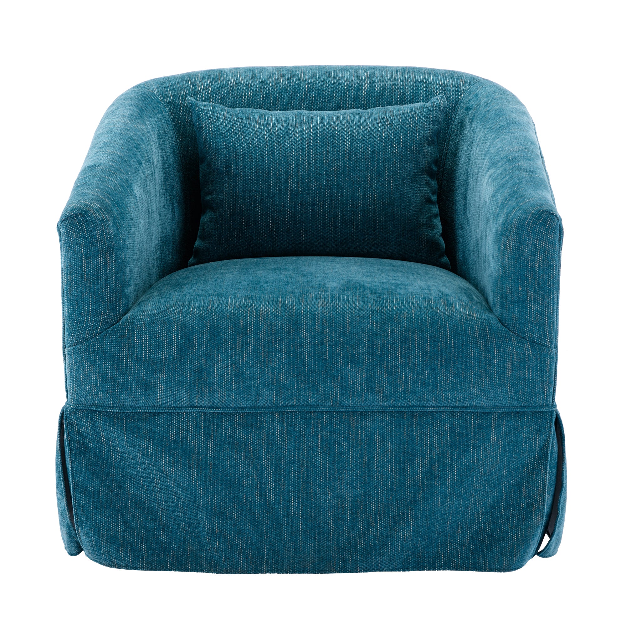 Green Linen Blend Swivel Accent Armchair