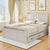 Ancient White Queen Size Farmhouse Bed Frame with Storage Drawers