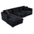 Black Chenille L-Shaped Sectional Sofa with Chaise Lounge and Aluminum Legs