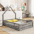 Gray Full House-Shaped Headboard Toddler Floor Bed with Fence