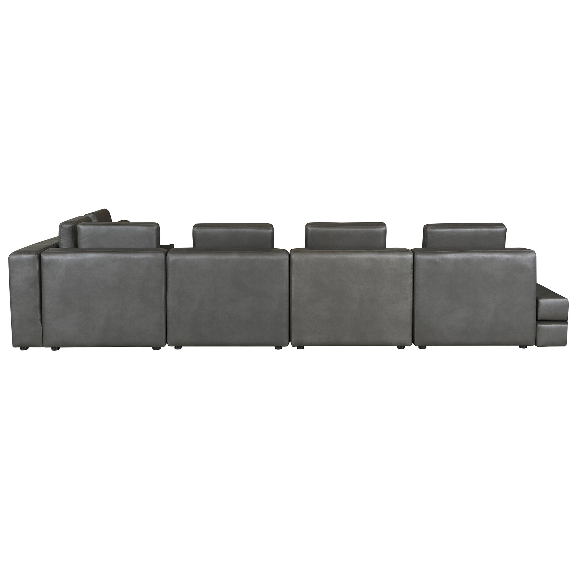 Casablanca Modular Sectional Sofa with Movable Ottoman in Black Palomino