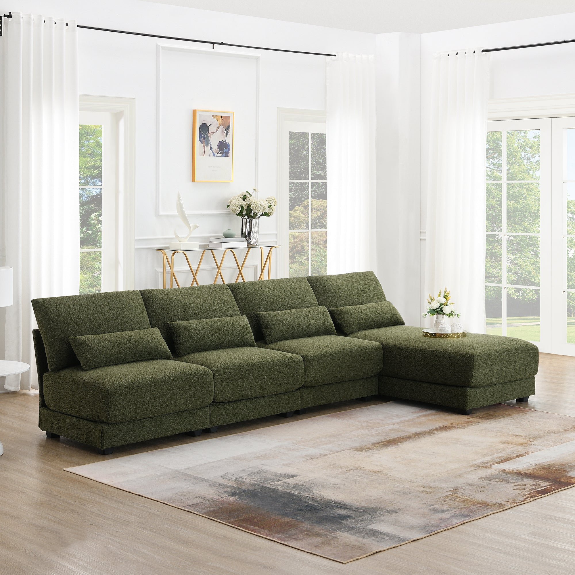 Meknes L-Shape Sofa in Green