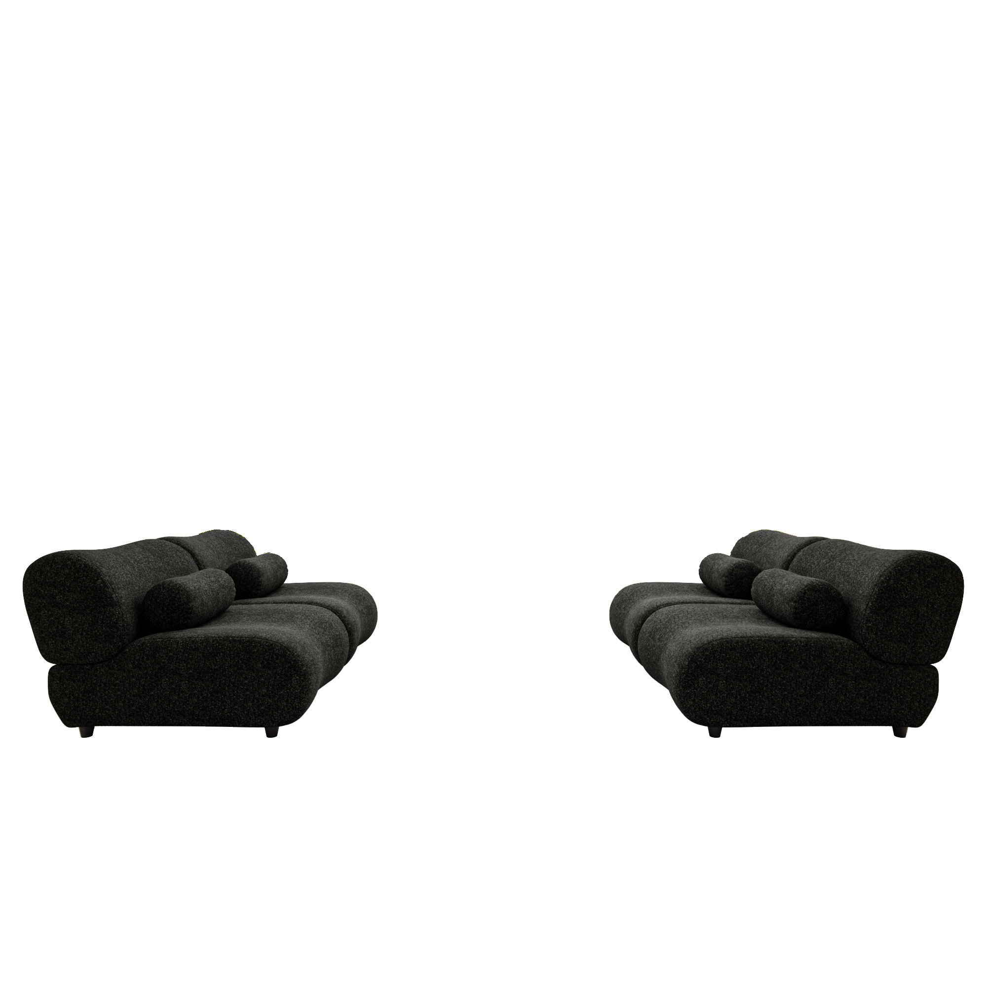 Freely Arrangeable Modern Oversized Chenille Sofa Set In Black With Cylindrical Pillows