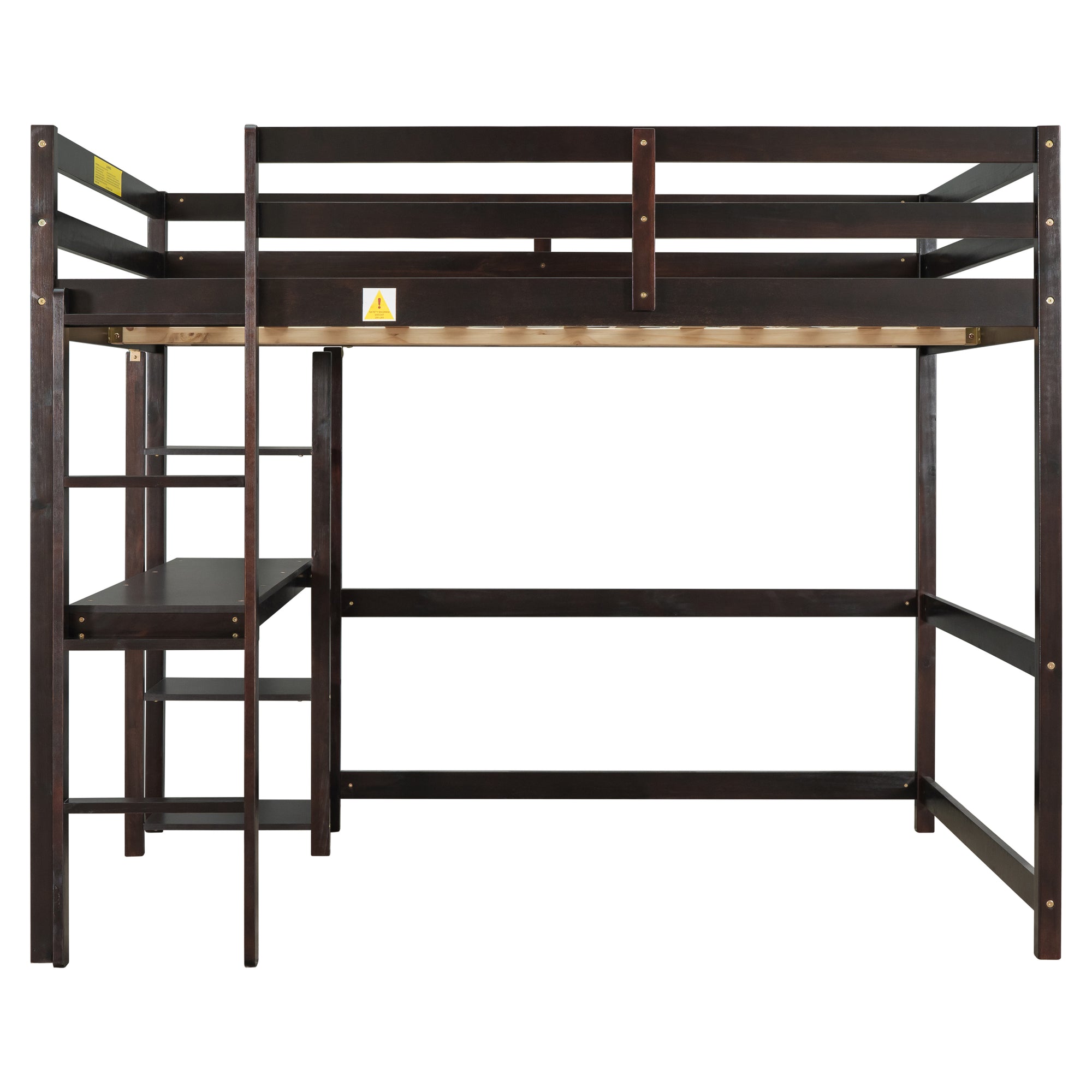 Full Loft Bed with Desk and Shelves in Espresso