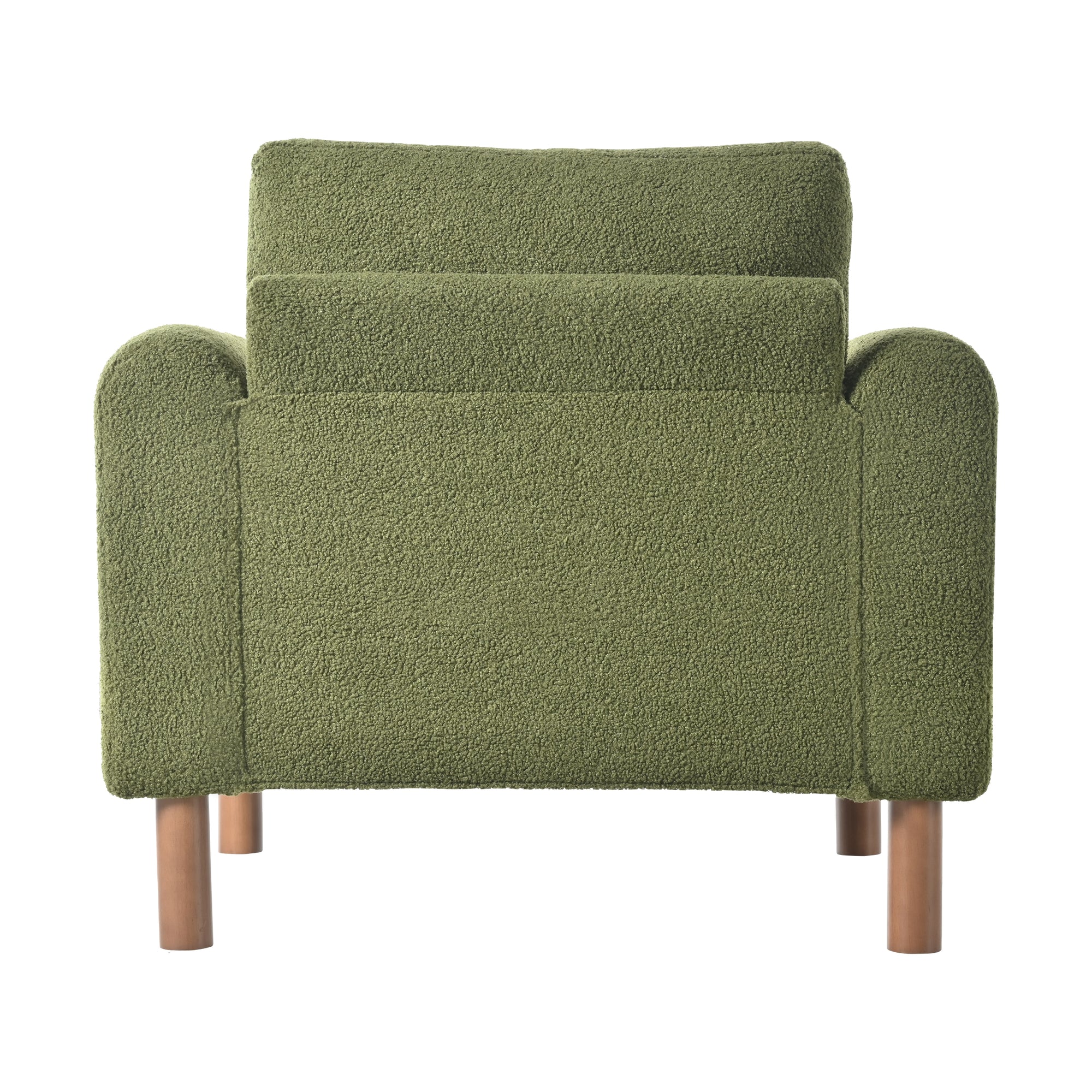 Oversized Accent Chair With Walnut Legs Upholstered In Green Teddy