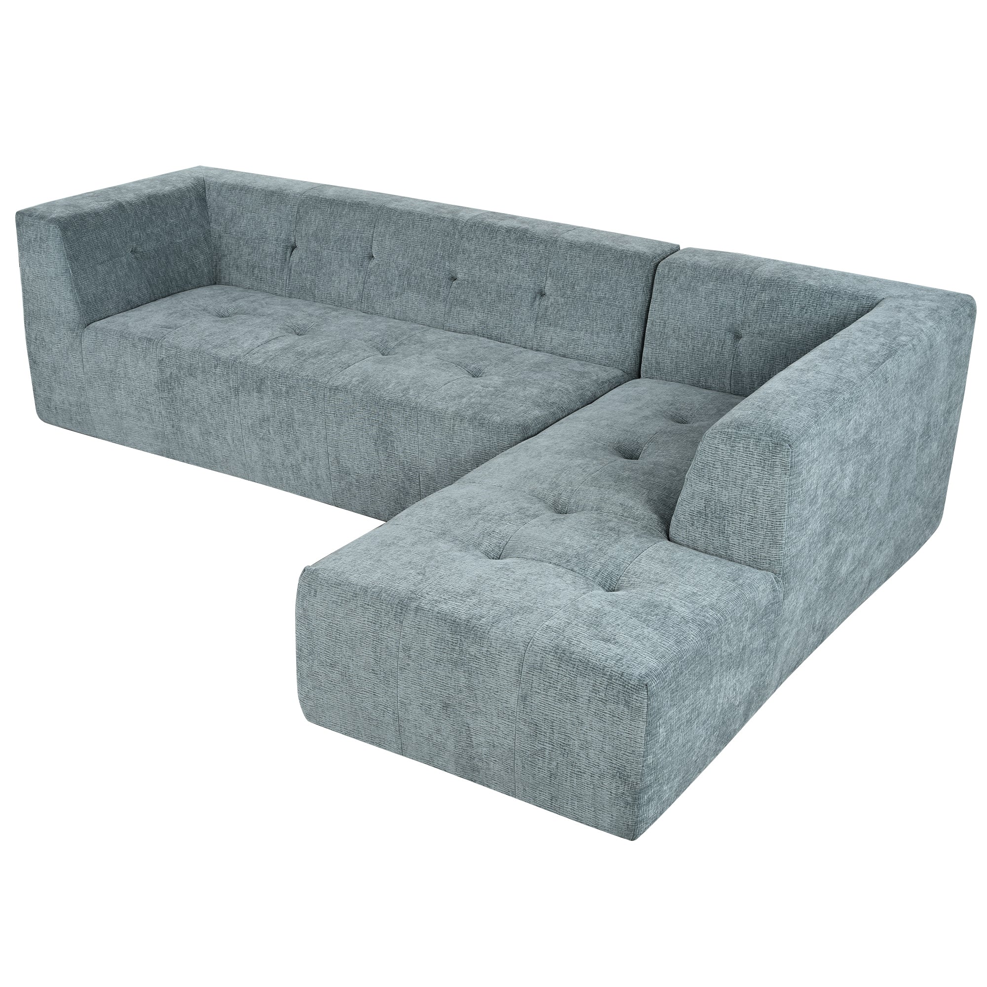 Mombasa 3-Seat Chenille Sofa in Blue Gray