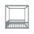 Full Size Canopy Frame Floor Bed with Fence and Guardrails in Gray