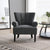 Modern Accent Living Room Chairs - Dark Grey Polyester Armchair Club Chair with Channel Back, Soft Fabric, Wooden Legs