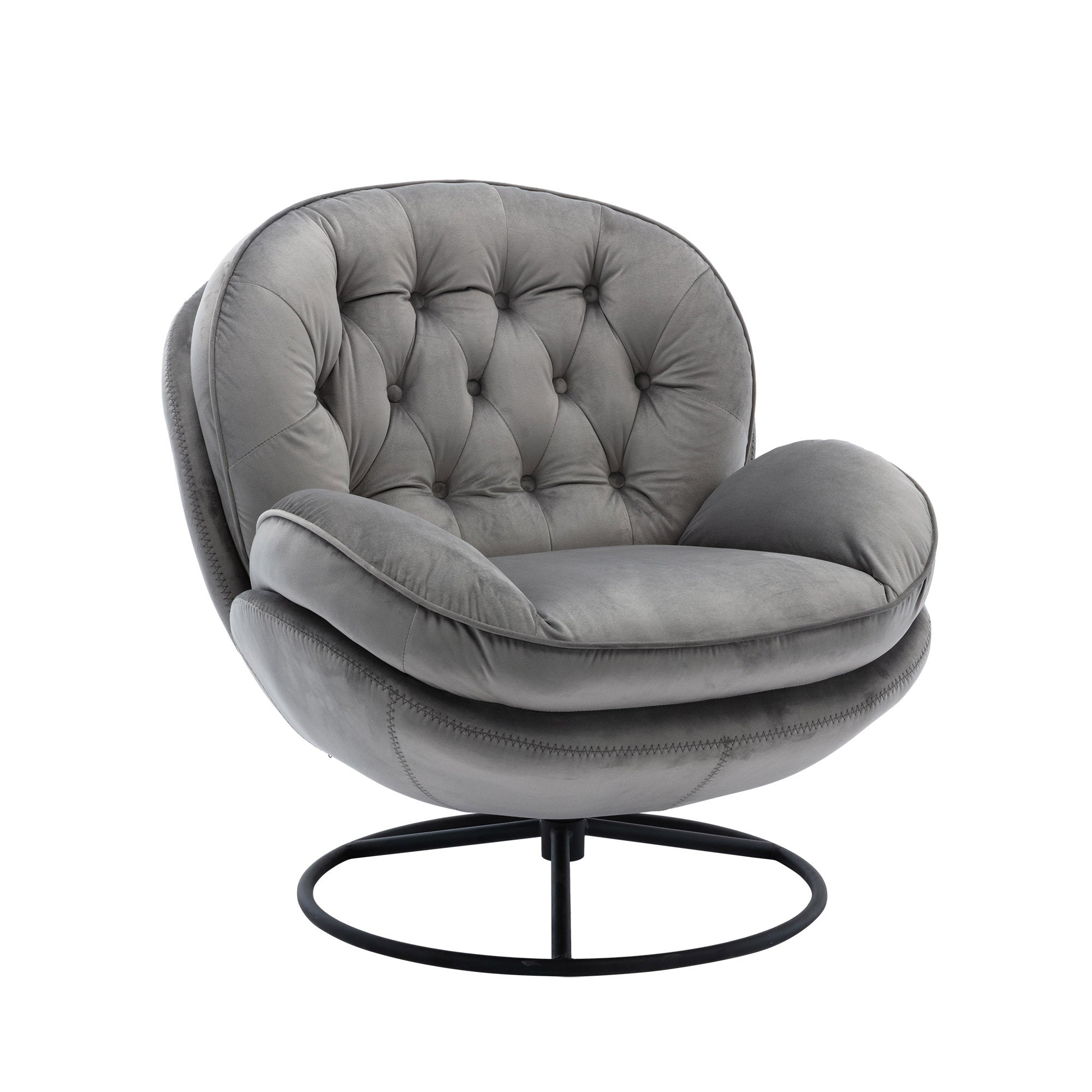 Gray Upholstered Accent Chair with Ottoman