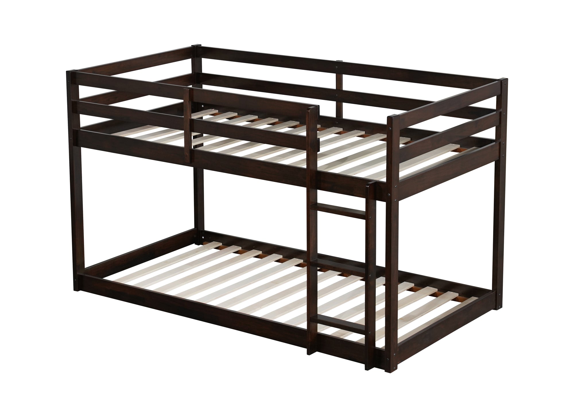 Twin Over Twin Loft Bed with Ladder in Espresso Brown