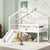 White Twin Low Loft House Bed with Slide and Ladder