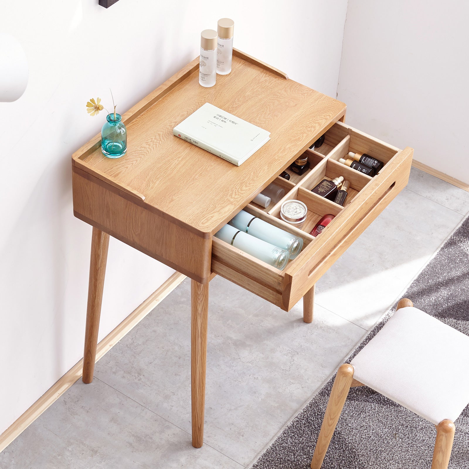 Dresser Bistro Table 100% Solid Wood Compact Storage In Oak