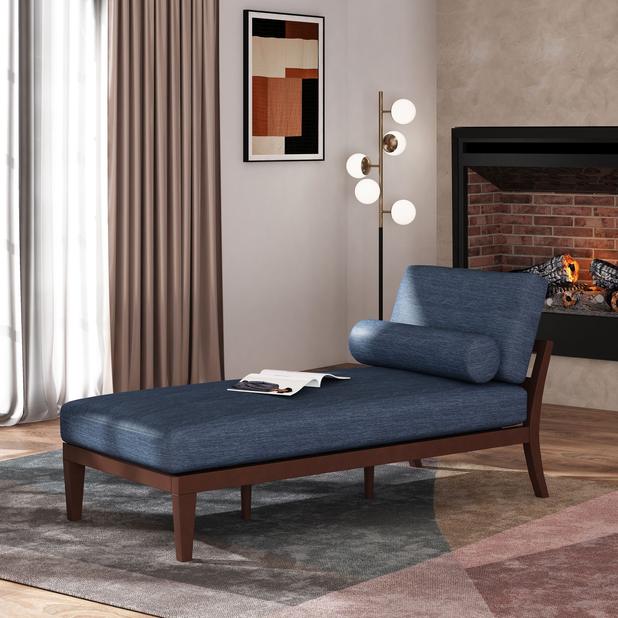 Minimal Navy Blue Chaise Lounge