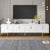 Modern TV Stand with Metal Legs and Gold Handles for TVs Up to 80 Inch Media Console with Adjustable Shelves In White