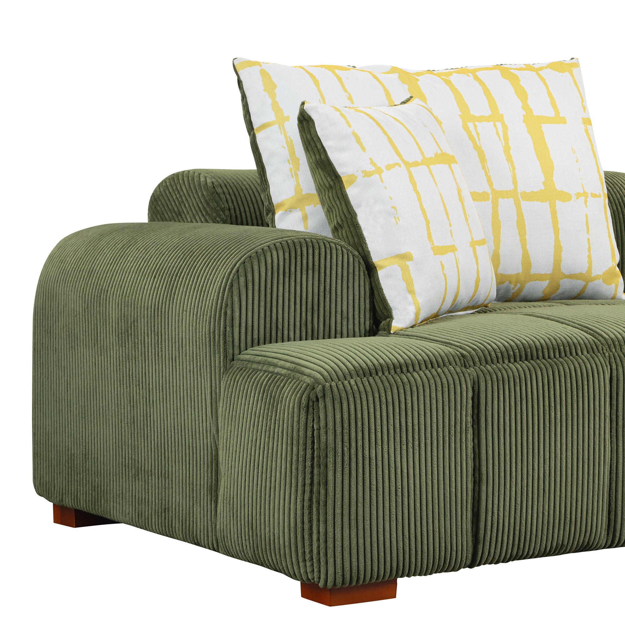 Accra 2-Seat Minimal Corduroy Sofa in Green