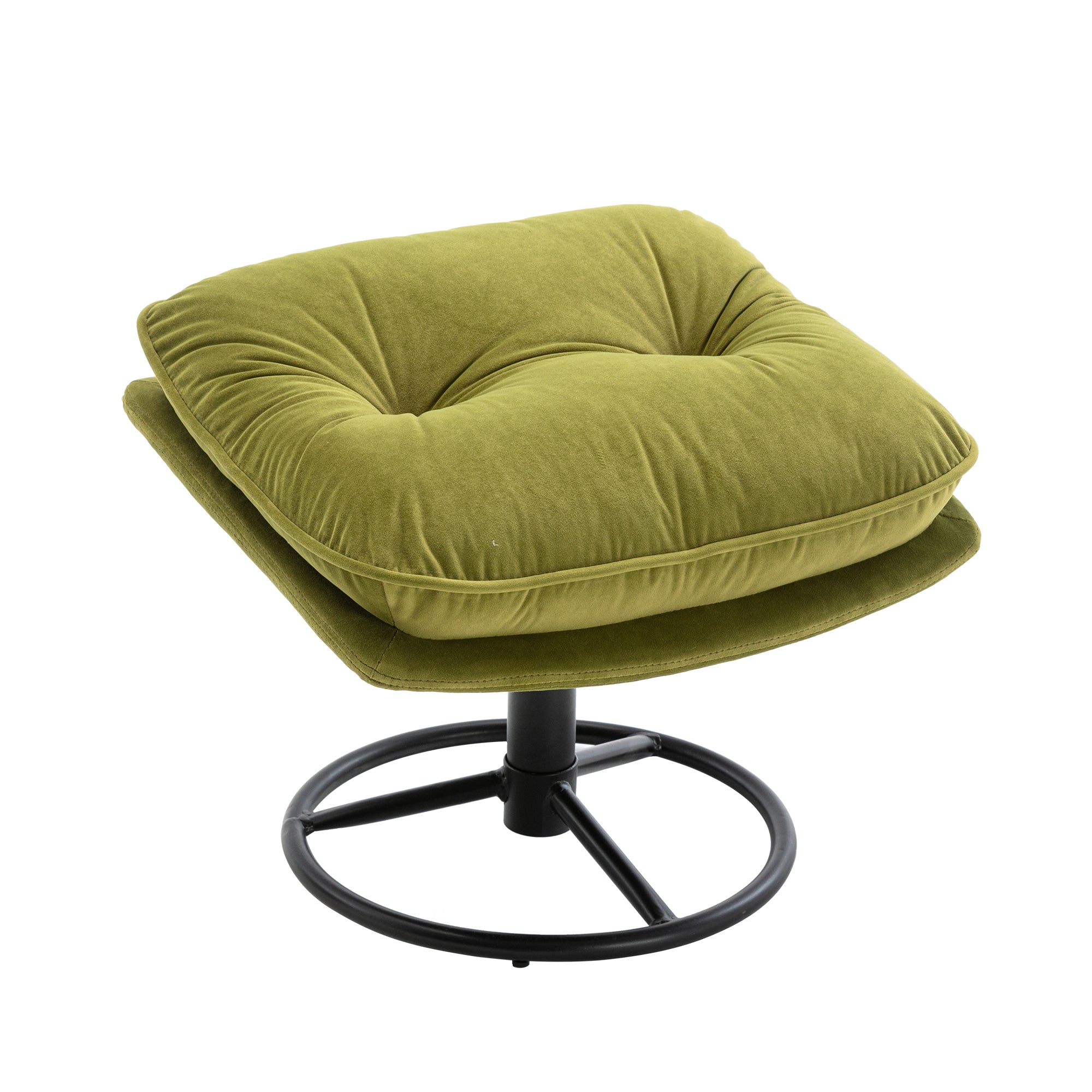 Jungle Green Velvet Upholstered Chair with Ottoman