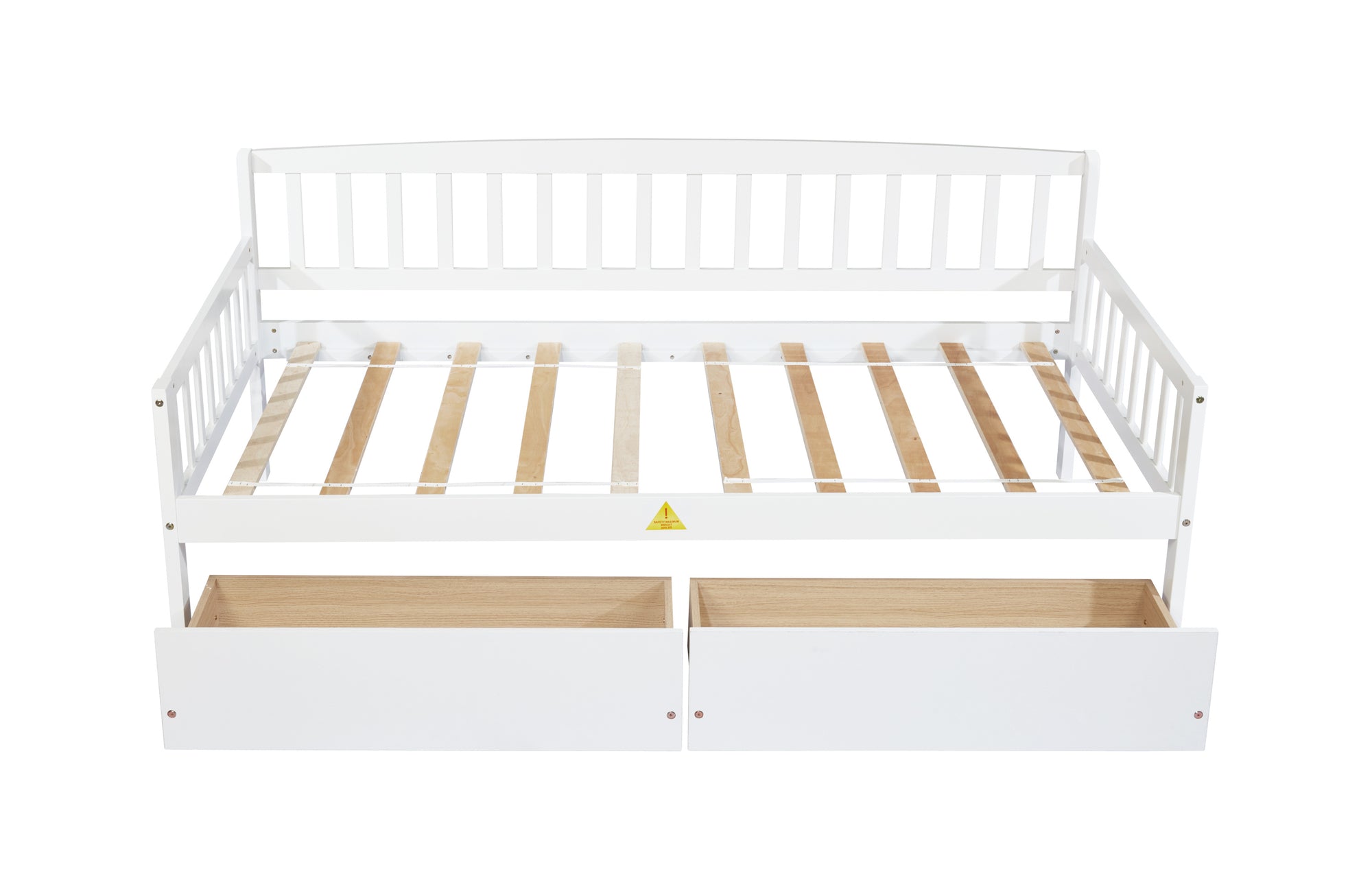 Twin-Size Pine Wood Daybed with Two Storage Drawers In White