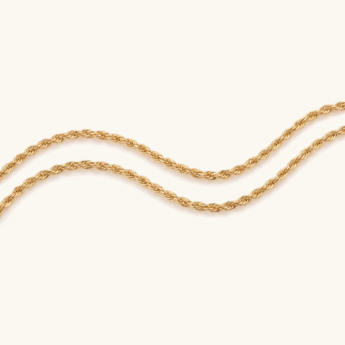 Romantic Rope Chain Couples Bracelets Set – two gold rope chain bracelets on a soft ivory background