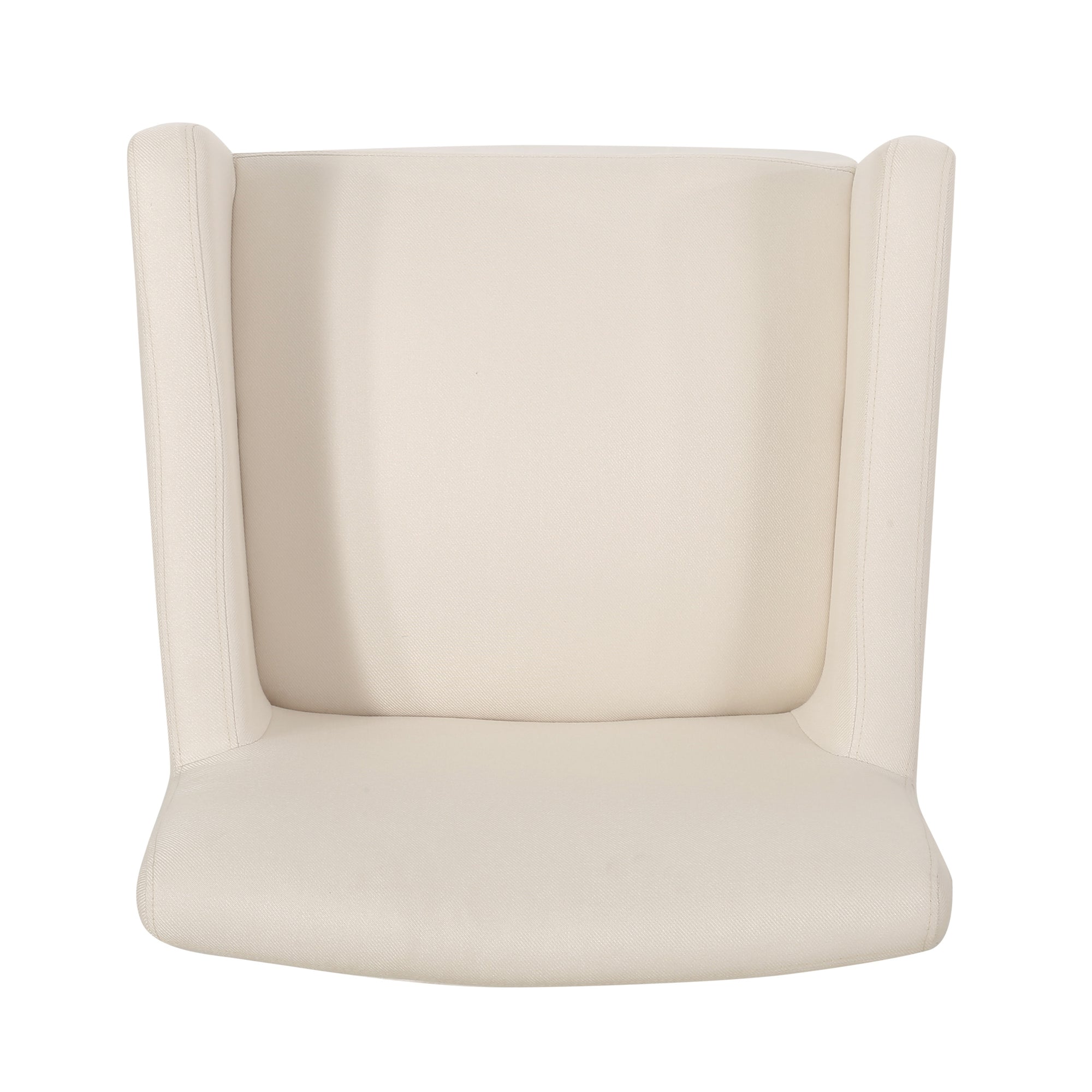 Beige Fabric Armchair with Rubberwood Legs