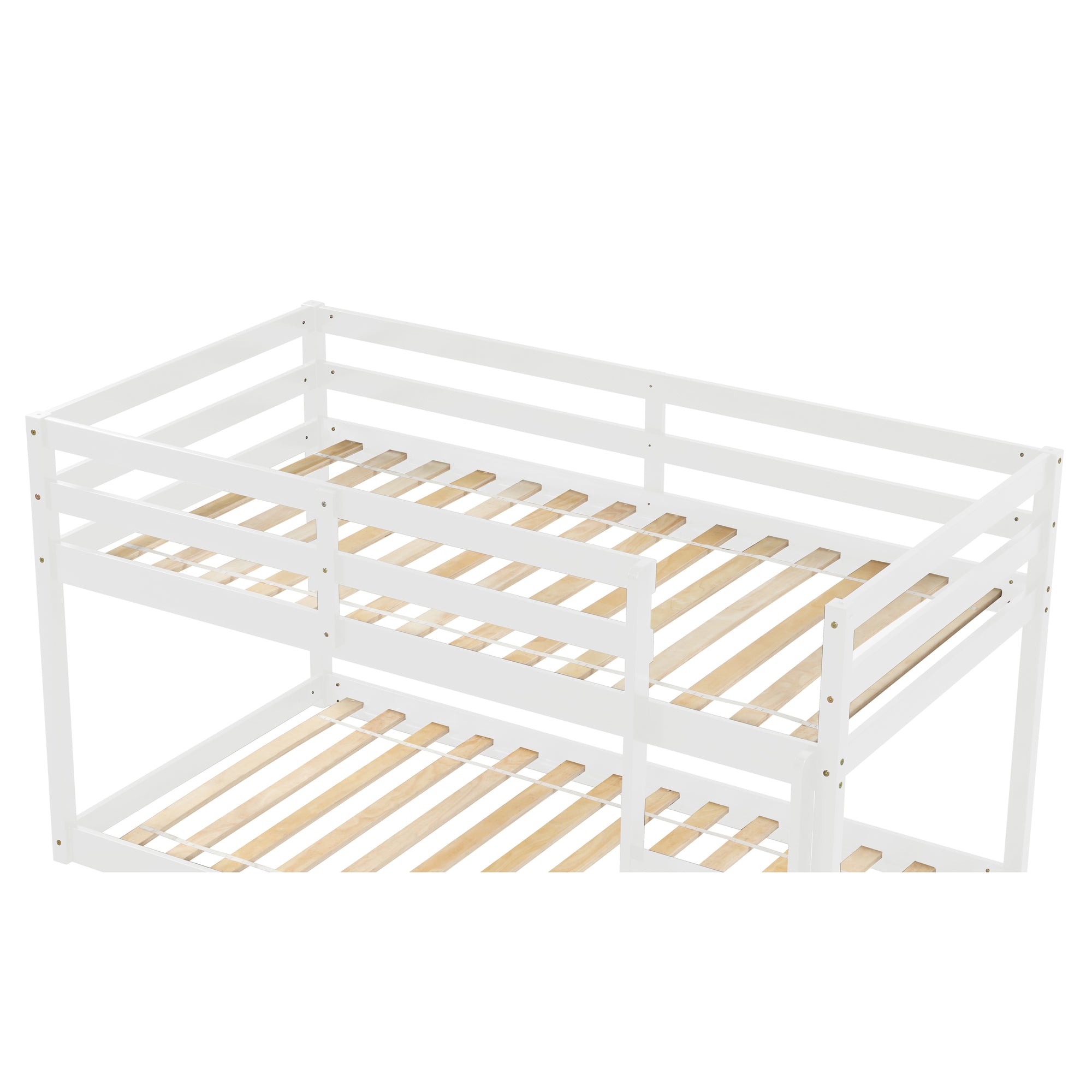 White Twin Over Twin Floor Bunk Bed