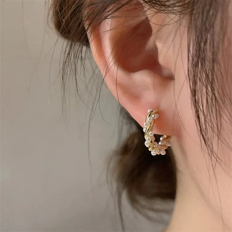 Elegant beaded hoop earrings