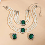 Load image into Gallery viewer, Elegant Pearl Diamond Necklace, Bracelet, and Earring Set
