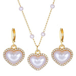 Load image into Gallery viewer, Elegant Pearl Heart Necklace and Earrings Set
