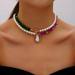 Load image into Gallery viewer, Elegant Pearl Statement Necklace Choker
