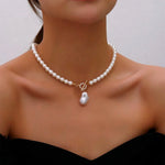 Load image into Gallery viewer, Elegant Pearl Statement Necklace Choker
